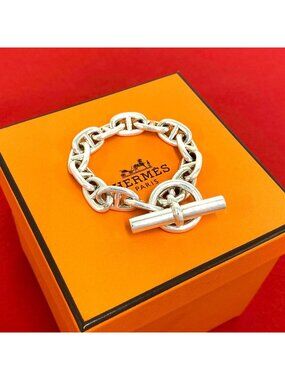 Hermes Chaine D'ancre MM 13 Links Bracelet 925 Sterling Silver Chain